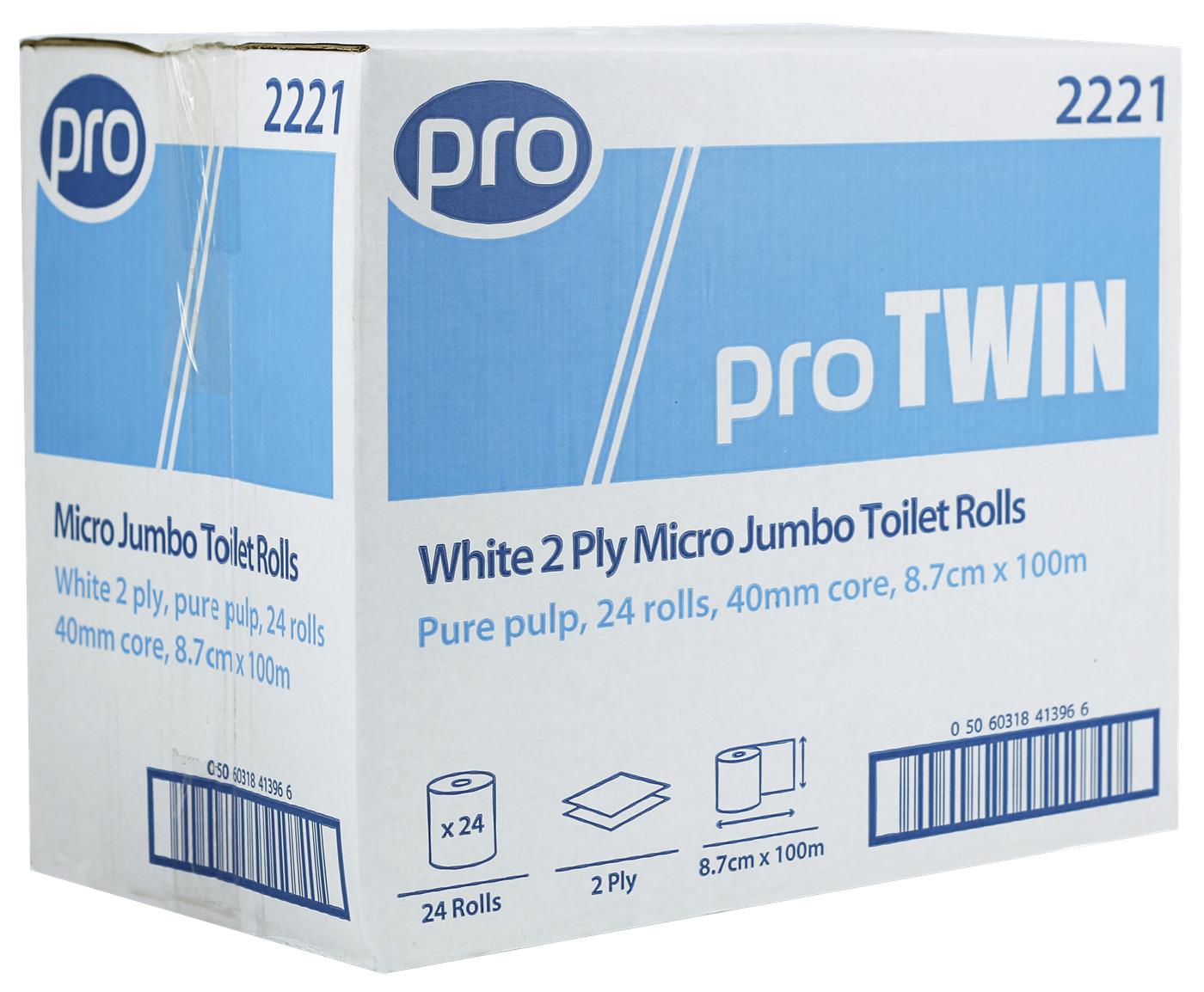 PRO Micro Jumbo 2 Ply White Toilet Tissue 100m