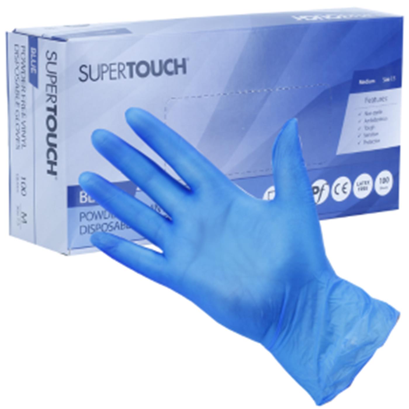 Super Touch Blue Vinyl Disposable Gloves