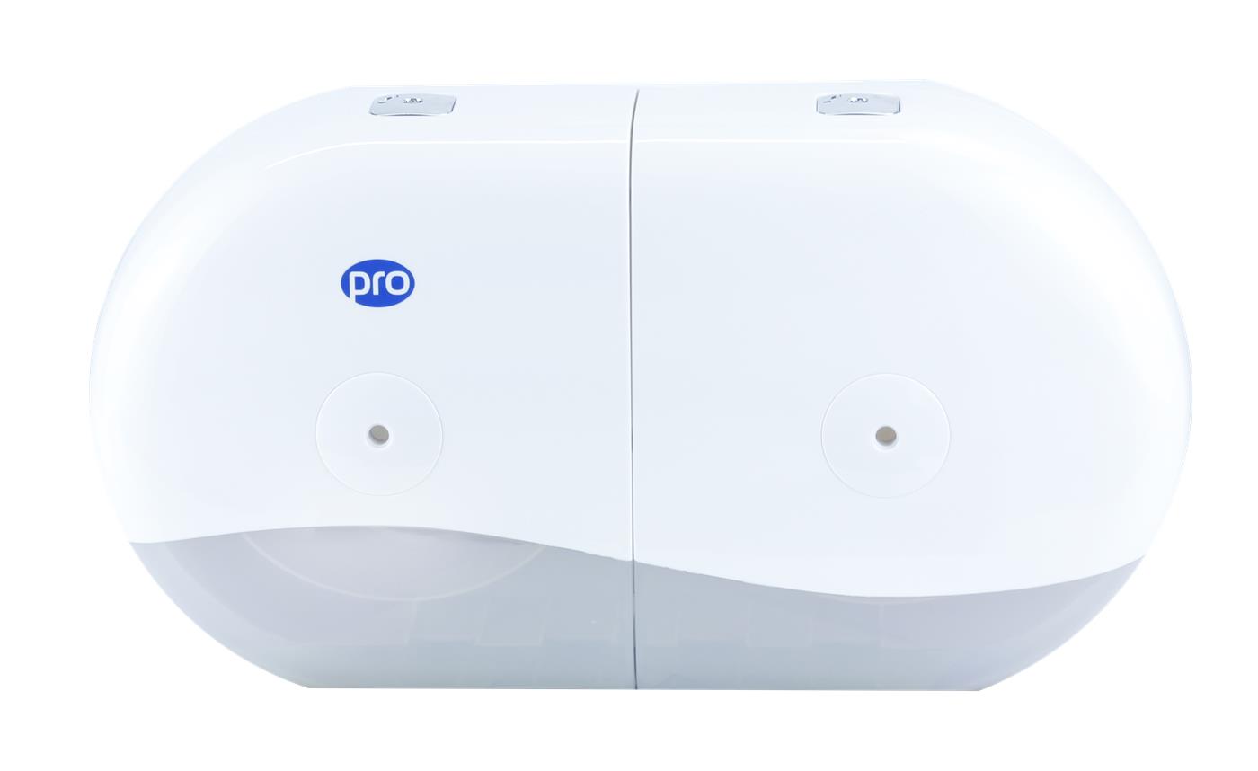 PRO Twin Mini Centrefeed Toilet Tissue Dispenser White