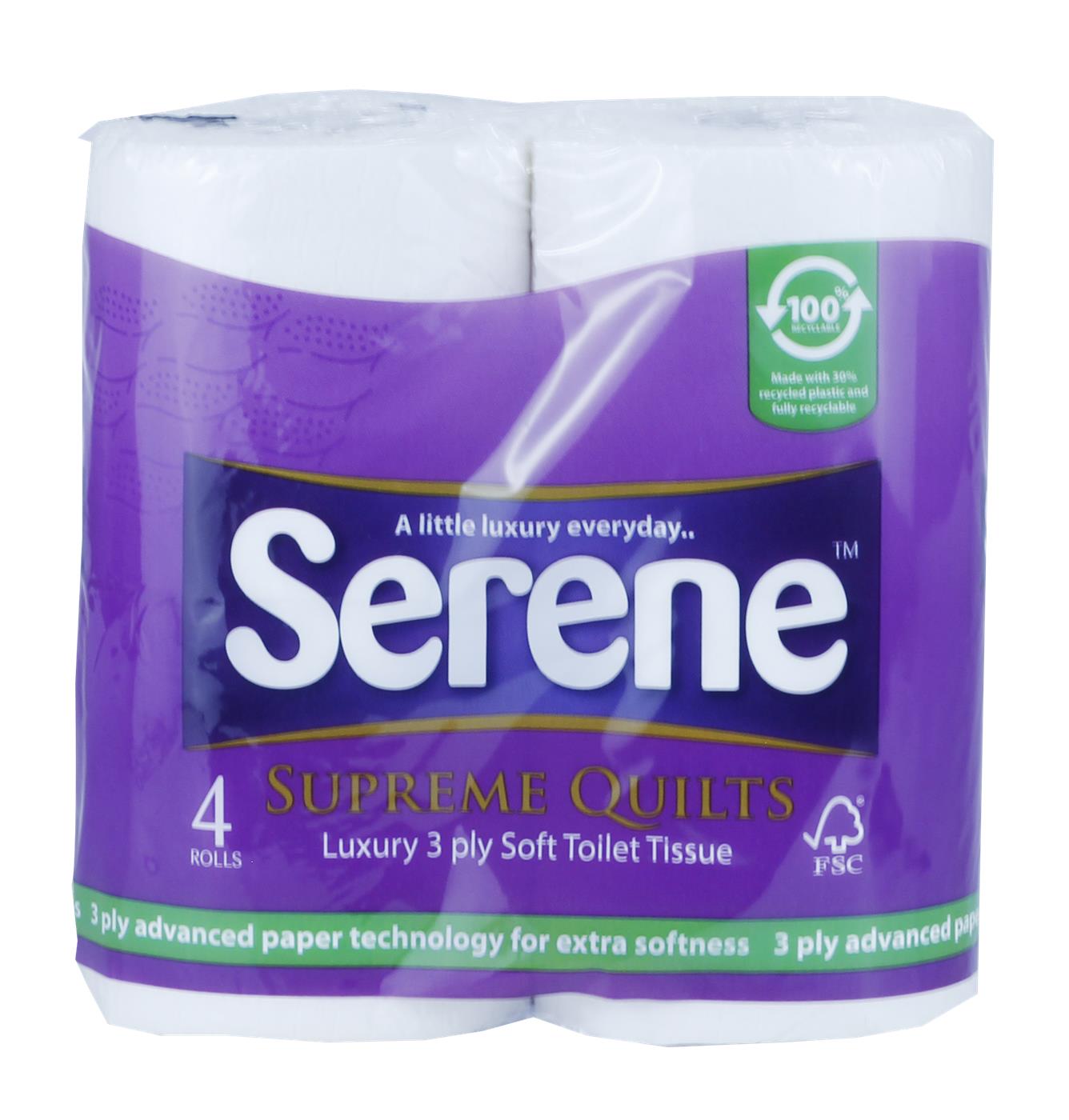 Serene 3 Ply Quilted Toilet Rolls 170 Sheet  40 Rolls