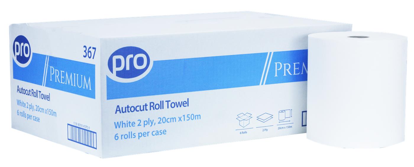 PRO Autocut 2 Ply White Roll Towel