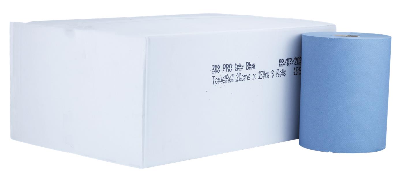 PRO Autocut 1ply Blue Towel Roll 20cmx150m