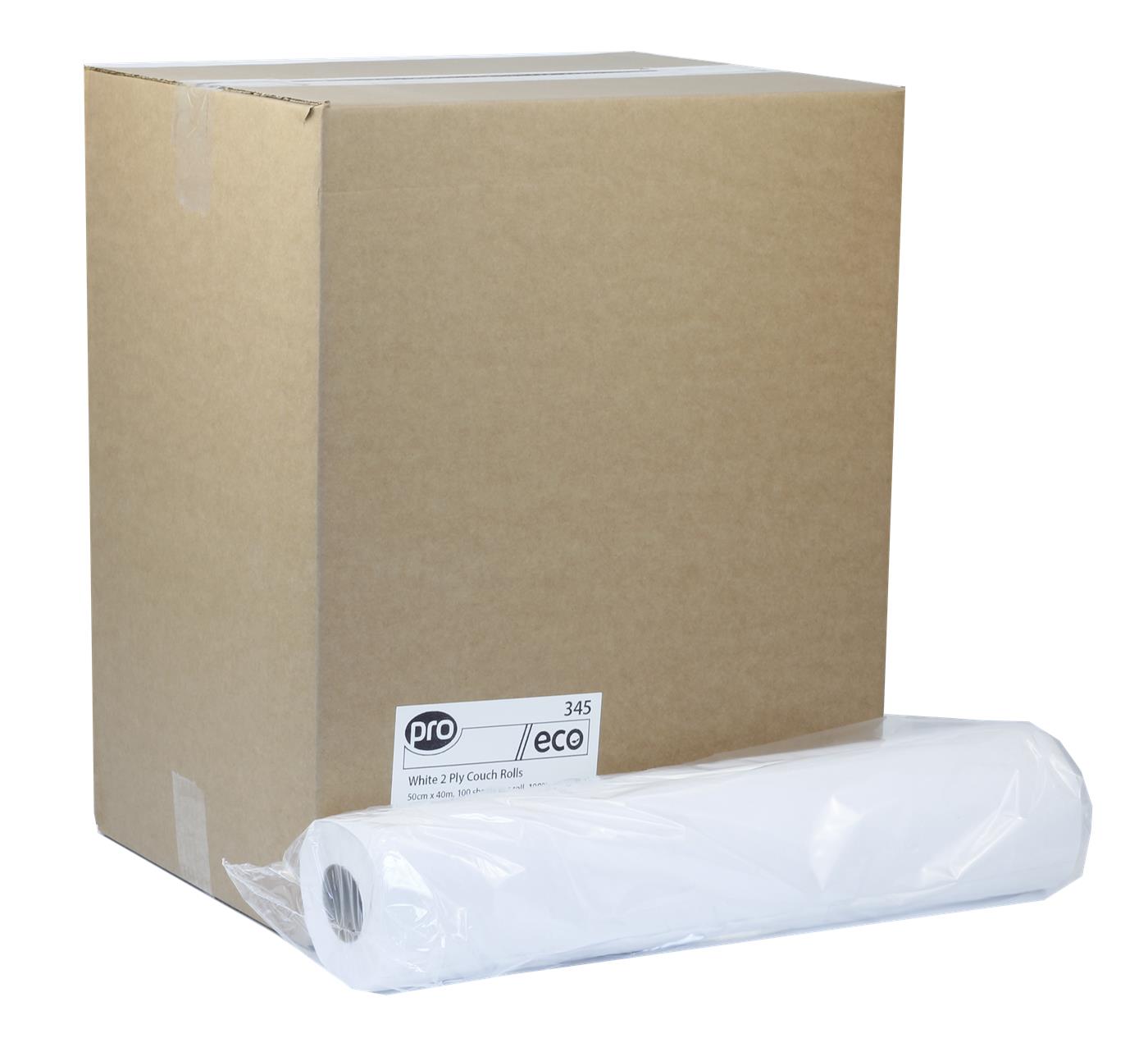 PRO 2 Ply White Couch Rolls 50cm x 40m 100 sheets