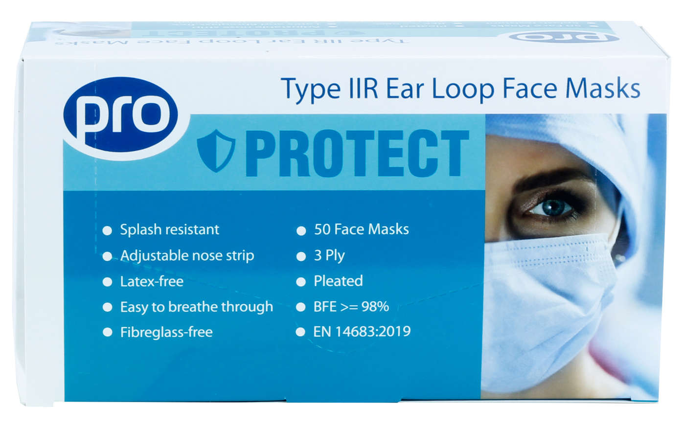 Type IIR Ear Loop Face Mask Fluid Resistant