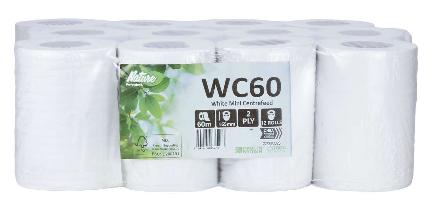 Nature Professional White 2 Ply Mini Centrefeed Rolls (Recycled)