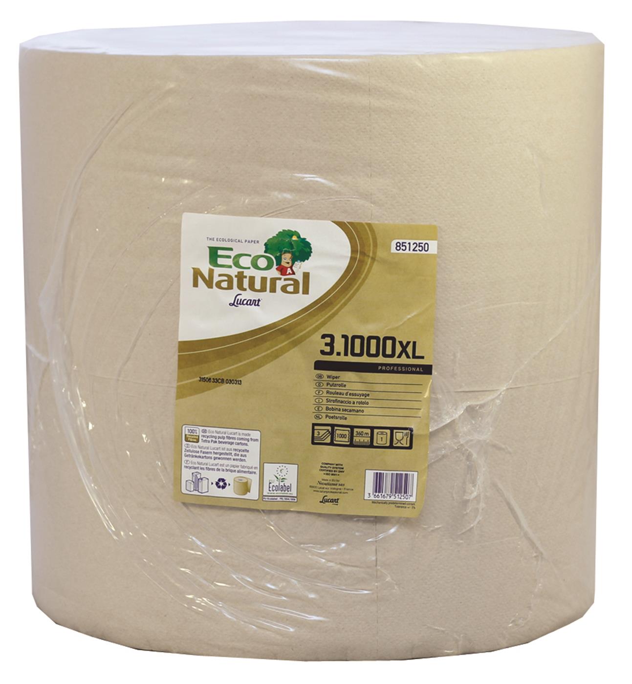 EcoNatural 1000 sheet 3 Ply Havana Wiping Roll