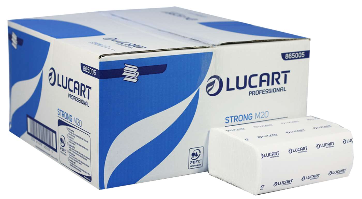 Lucart Strong 2 Ply M20 M-Fold Pure Pulp Paper Hand Towels