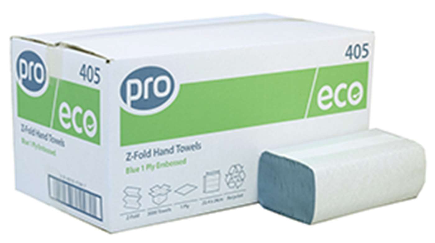 Z-Fold Blue Recycled 1 Ply Paper Towel