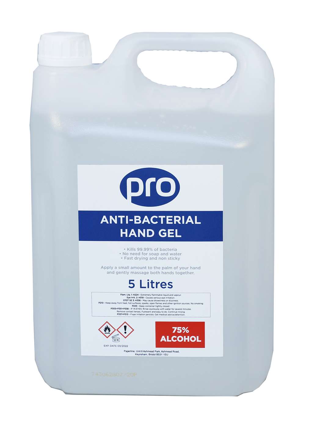 PRO Sanitising Alcohol Hand Gel 2 x 5L