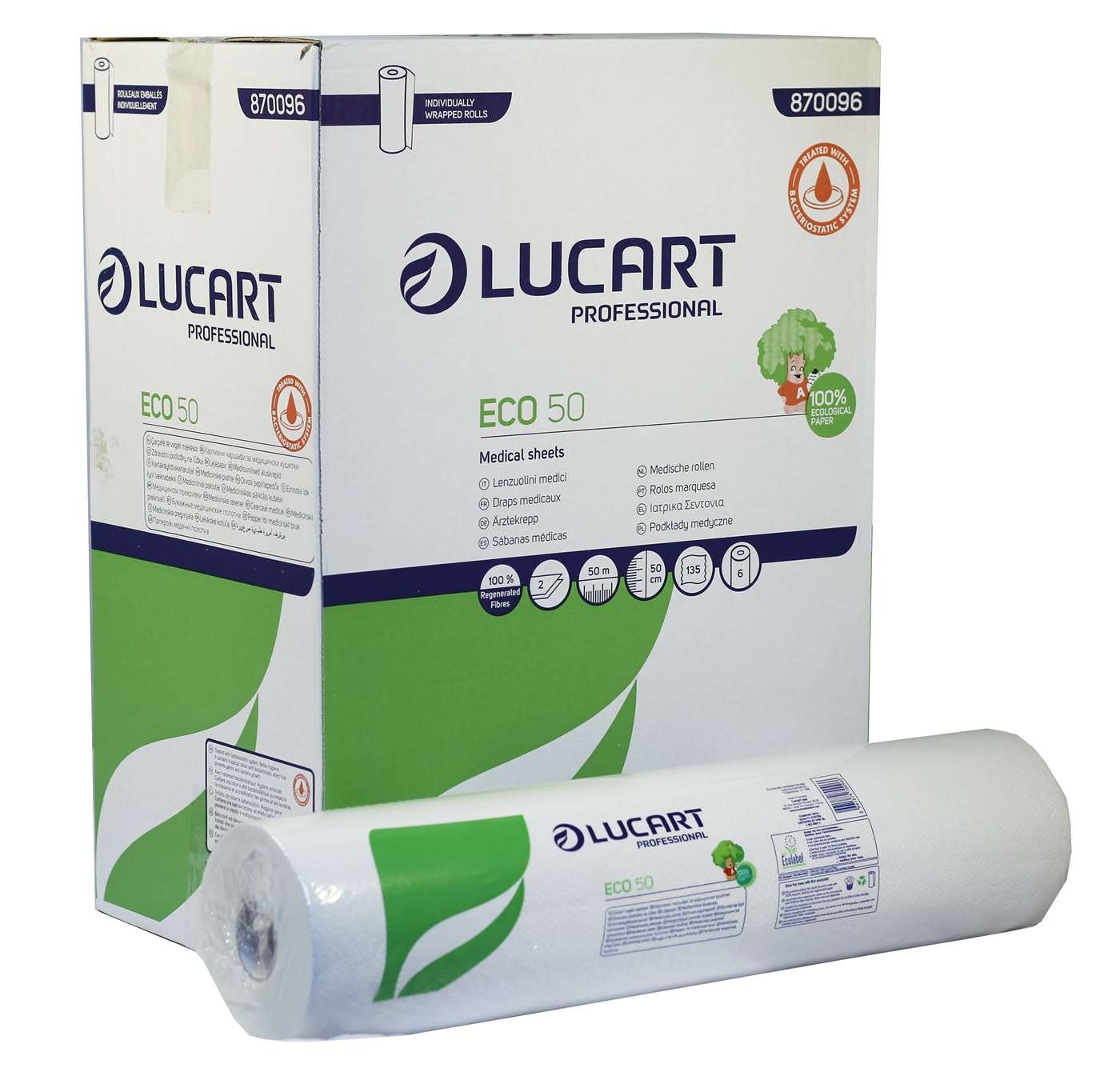 Lucart Eco Couch Roll 2 Ply White 50cm x 50m