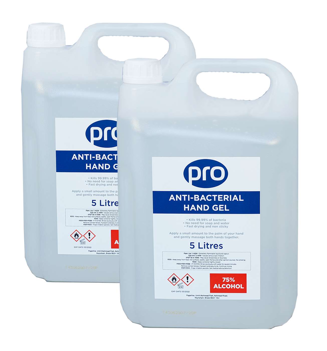 PRO Sanitising Alcohol Hand Gel 2 x 5L