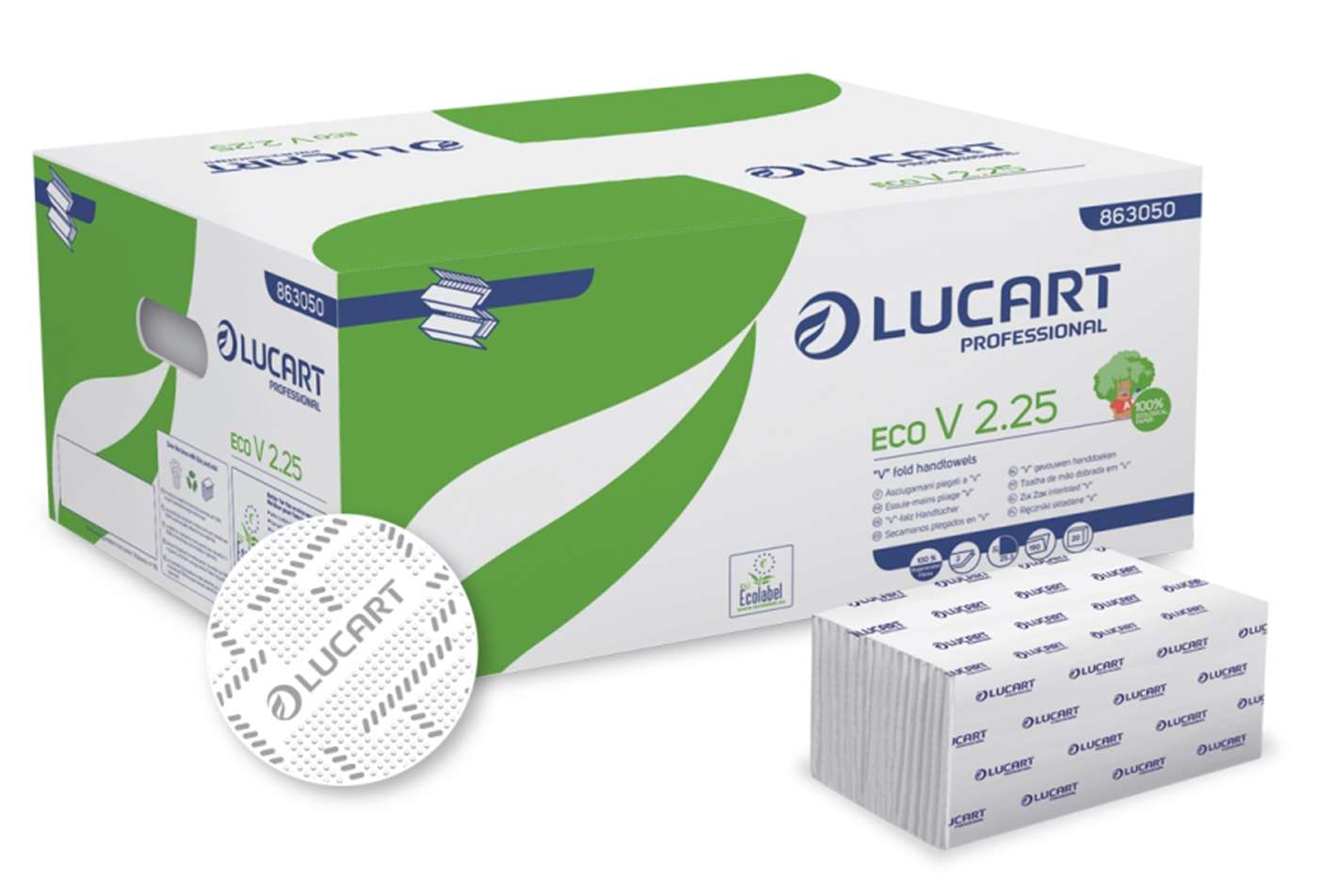 Eco Lucart V-Fold 2ply White Paper Hand Towels