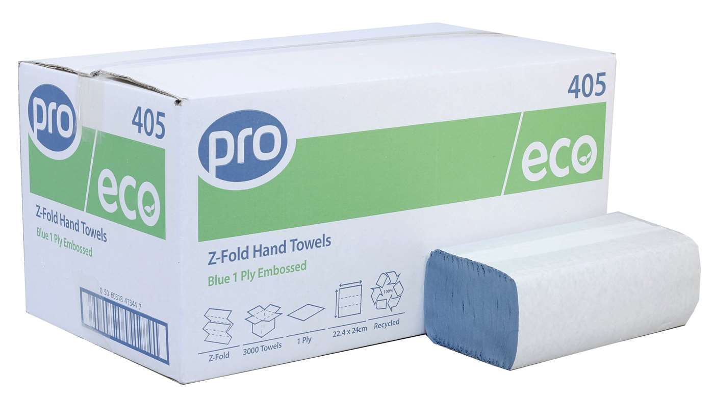 Z-Fold Blue Recycled 1 Ply Paper Towel