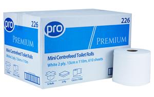 PRO Mini Centrefeed Toilet Rolls 13cm x 110m