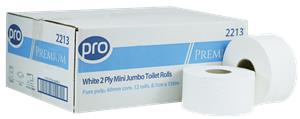 PRO Mini Jumbo 2 Ply White Toilet Tissue 150m (60mm core)