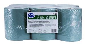 PRO AGRI 2 Ply Dairy Green Wipe Centrefeed Roll 23cm x 140m