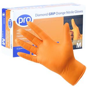 PRO Diamond Grip Orange Nitrile Gloves - 50 Pack